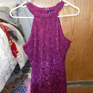 LULU'S MAROON LACE MINI DRESS